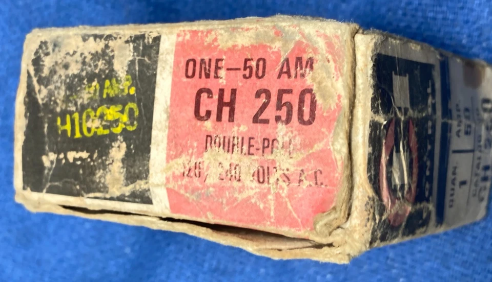 A Cutler Hammer Breaker CH250 Tipo CH 50 Amp 2 Polos Enchufe Nuevo de Lote Antiguo, Eaton, Hecho en EE. UU. Foto 3 de 4