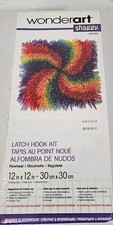 Wonderart Latch Hook Kit Shaggy Rainbow Pinwheel NIB Sealed USA 12" X 12"