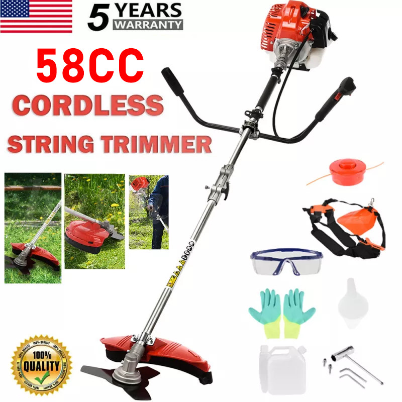 2-Cycle 58cc Gas String Trimmer 73 in String Trimmer Straight Shaft Weed Wacker