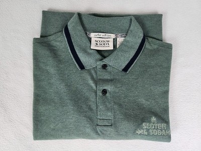 Scotch & Soda Amsterdam Knit Short Sleeve Golf Polo Men's M Green 100% Cotton