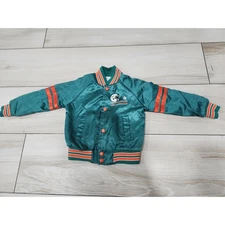 Vtg Chalk Line Baby Miami Dolphins Satin Bomber Jacket 80s 90s NFL Small toddler
