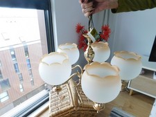 Favoloso lampadario Contessa ottone placcato oro 5 bracci con 2 applique abbinate