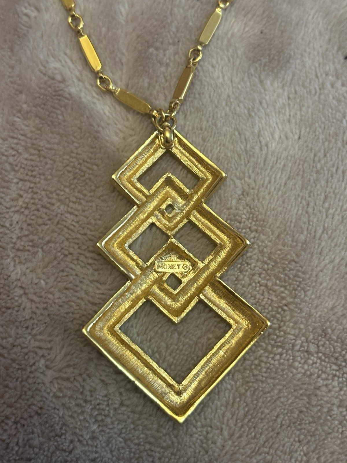 Monet Triple Interlocking Square Pendant Necklace… - image 3