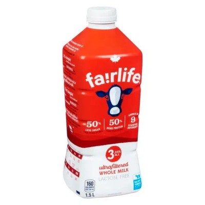 3 Packs Fairlife Milk Whole 3.25% M.F. Lactose Free Classic 1.5 Liter ea NEW