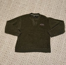 Vintage 90s Harley Davidson Green Soft Fleece Sweater Men's L Made In USA VTG