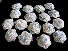 Lot 17 Fabric Die Cut Clusters Flower Applique Layered Handsewn Vtg Cutter Quilt