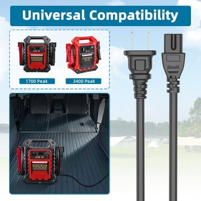 AC Power Cord for Viking 1700 Peak Amp Portable Jump Starter 57044 57084 57085