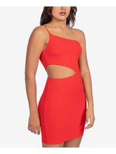 B DARLIN Womens Red Stretch One-shoulder Spaghetti Strap Short Dress 78