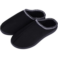 Shevalues Winter Men Cotton Slippers Fluffy Fuzzy Men Slippers Memory Foam Fur H