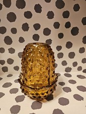 Fenton Glass Amber Hobnail Fairy Lamp Vintage, 4.5