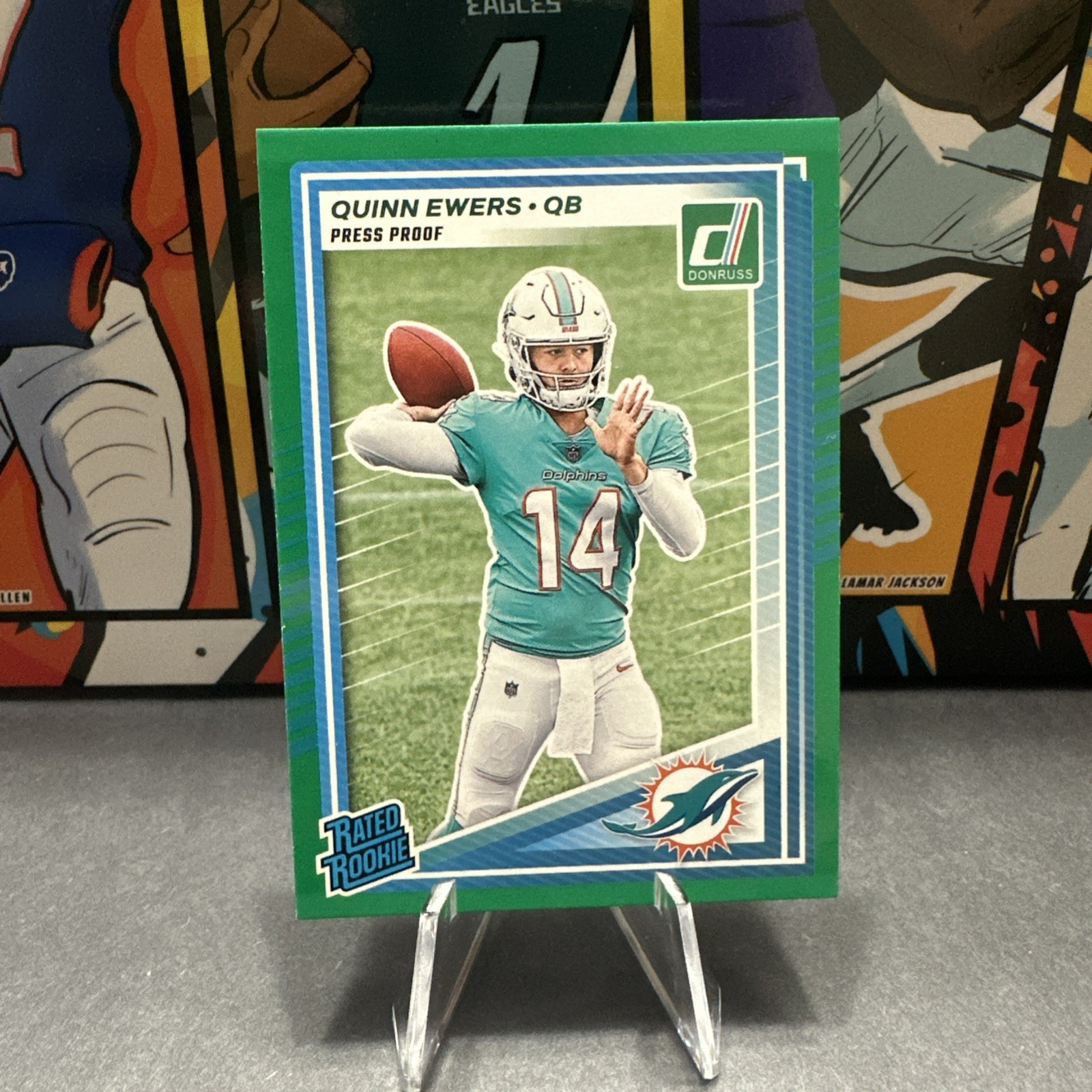 Quinn Ewers 2025 Panini Donruss - Rated Rookie #342 Press Proof Green (RC)