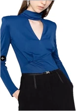 $260 Sz Small US 4 Italy Patrizia Pepe Women Gorgeous Bodysuit Blue Authentic