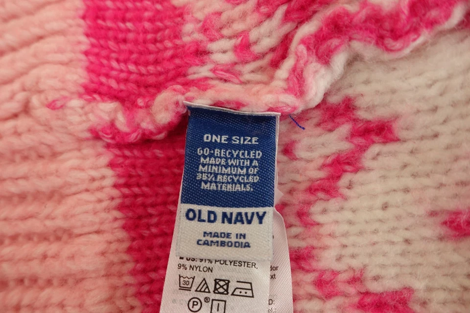 Gorro gorro Old Navy para mujer talla única rosa blanco isla justa pompón ropa de invierno nuevo con etiquetas Foto 2 de 4