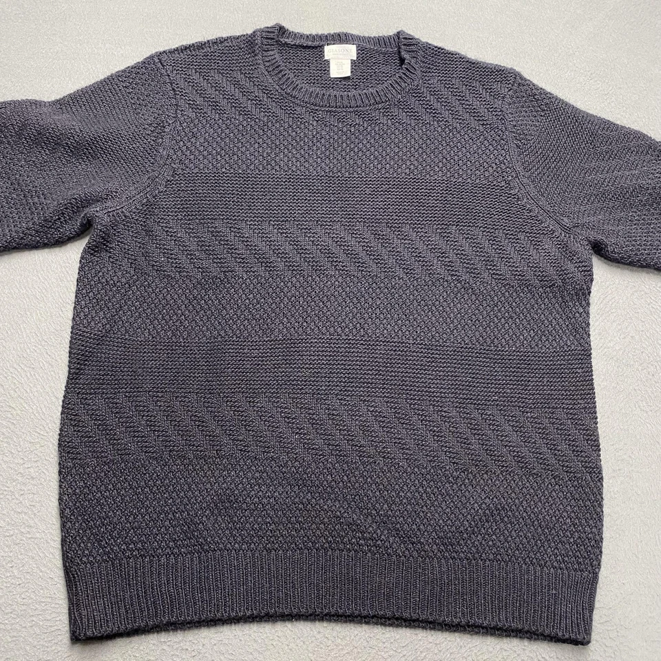 Giasone Sweater Mens XL Gray Wool Blend Made in Italy Textured Knit Crewneck - Image 3 of 4