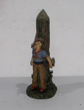 Elastolin / Western Cowboy Tied To A Pole, Hatchet Knife, Roped