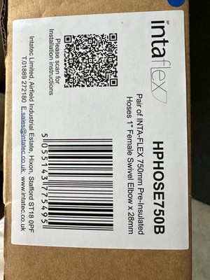 INTA 2er Pack 750mm Wärmepumpenschlauch vorisoliert 1 ̋ Innengewinde Schwenkbogen x 28mm HPH
