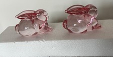 Lenox Occasions Easter Glass Pink Bunny Rabbit Taper Candle Holder Set of 2