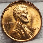 1939 S Lincoln Wheat Cent Penny - Choice BU Red - Beautiful Coin! - LC-S39B