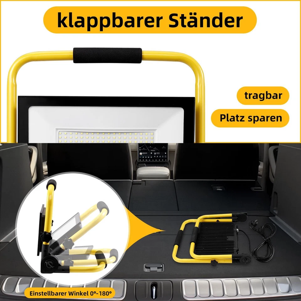 50-200W LED Fluter Baustrahler Flutlicht Gelb Stativ Baustrahler Scheinwerfer DE - Bild 4 von 4