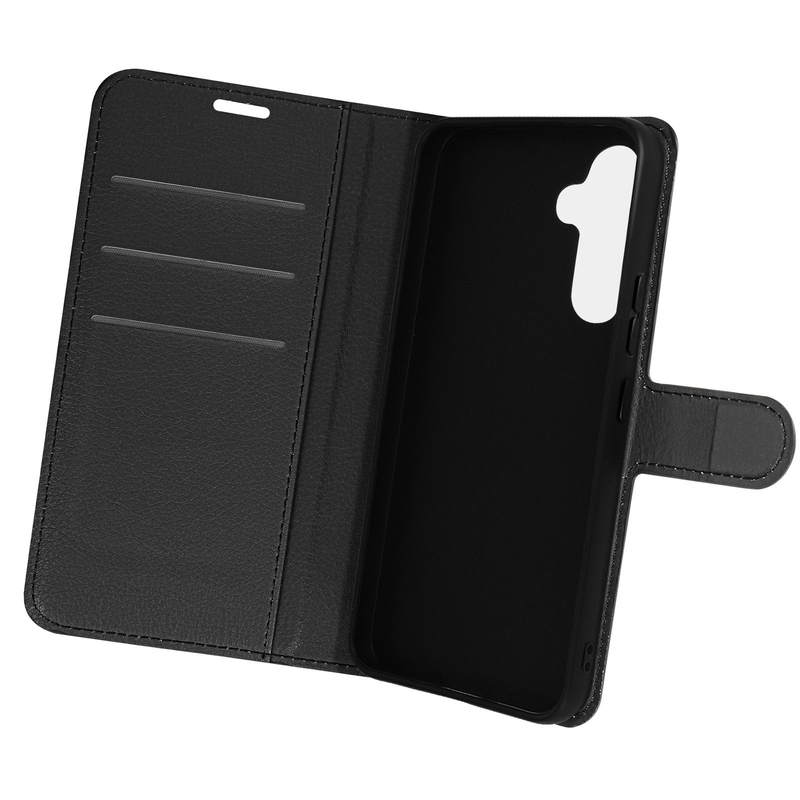 Coque Galaxy A54 5G avec porte-carte étui simili cuir noir rigide