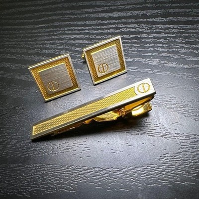 Dunhill Gold Silber Logo Manschettenknöpfe & Krawattennadel Set...