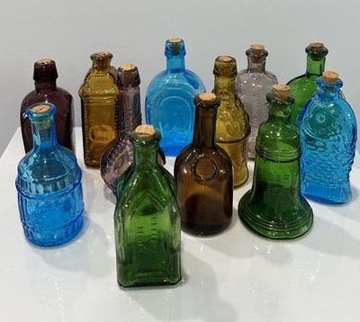 Vintage Lot 12 Vintage Miniature Glass Bottles 1970s Taiwan Bitters Apothecary