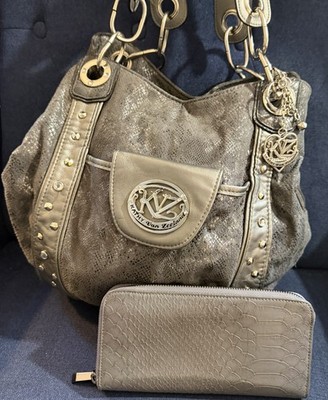 Vintage Y2K Kathy Van Zeeland Charmed Grommets Bag Suede Plus Matching Wallet