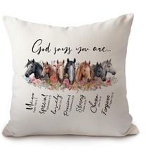Lovely Inspirational Horse Pattern Print Throw Pillow Cover 16x16 Inches New   