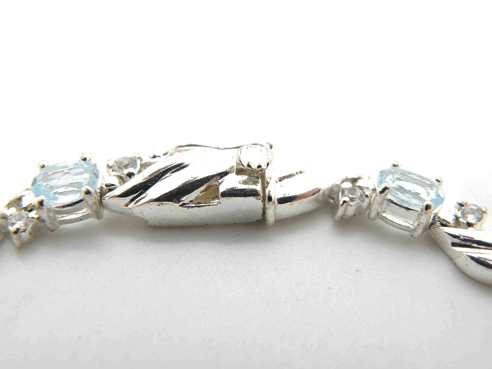 Brazalete de tenis de plata esterlina con topacio 925 firmado por Han Thai de colección para mujer Foto 4 de 4