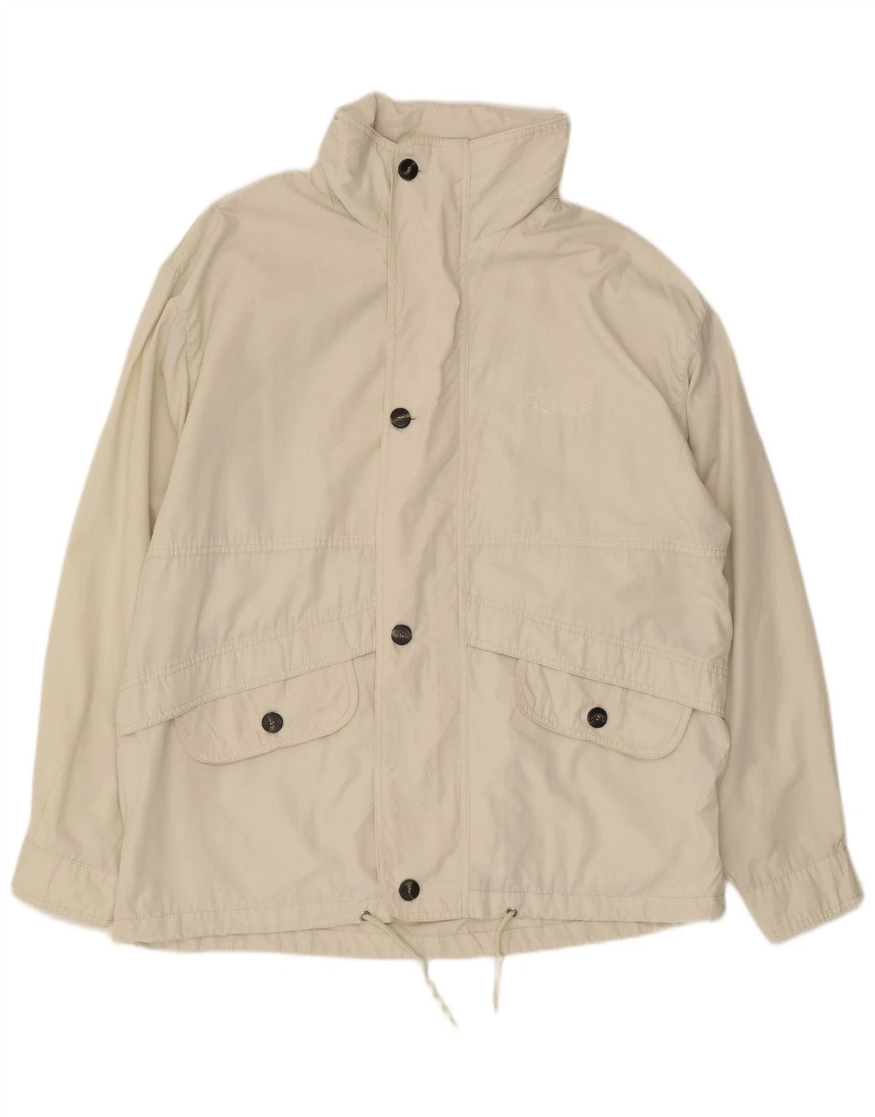 Brugi Mens Graphic Hooded Windbreaker Jacket UK 40 Large Beige GP04