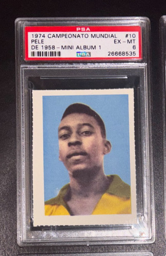 1974 Campeonato Mundial 1958 Pele PSA 6 EX-MT #10 Card mini album - rookie image