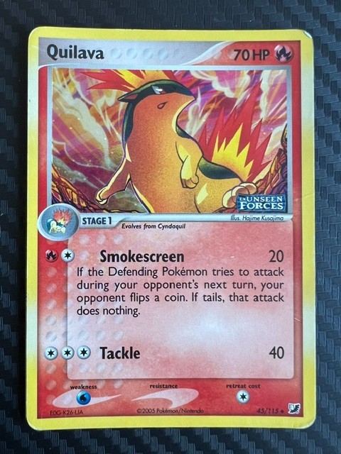 Pokemon TCG EX Unseen Forces Stamped Quilava 45/115 Reverse Holo MP