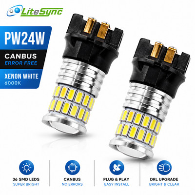 Paar Pw24W 36 SMD LED Xenon Weiß + DRL Birnen Canbus für Volvo XC60 2014-
