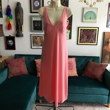 ZARA size S Peachy Pink Stretch Jersey Sleeveless Midi Slip Dress Minimalist