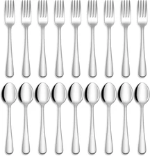 24 Pcs Forks and Spoons Silverware Set, Food Grade Stainless Steel Flatware