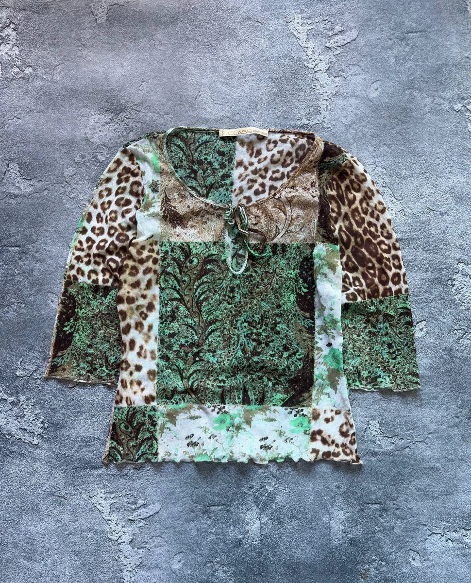 Blouse Vintage En Soie Imprimée Léopard - Taille S/M - Occasion Très Bon état
