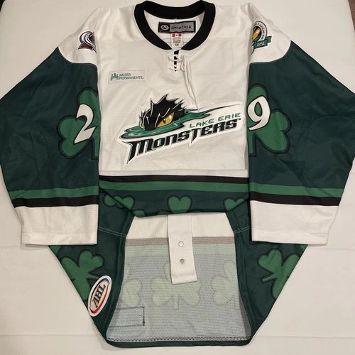 Game Worn Ryan Stoa Lake Erie Monsters St. Patrick’s Day AHL Hockey Jersey 58