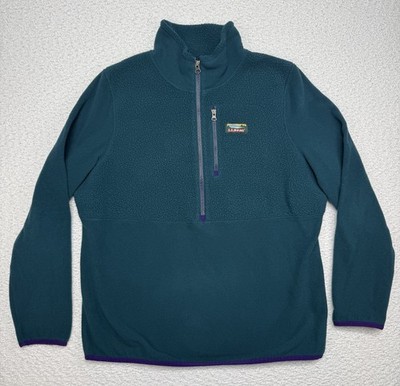 LL Bean Katahdin Fleece Jacket Women's Large 1/2 Zip Pullover Polartec Green