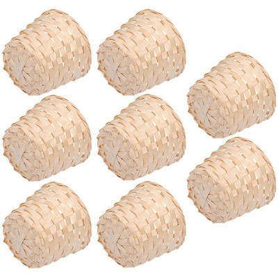 8 Pcs Storage Basket Bin Hamper Small Bamboo Woven Sundries Organizer