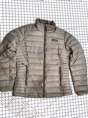 Patagonia Down Sweater Small Gray Silver Full Zip Puffer Jacket Insulated 