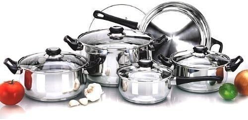 12Pc Stainless Steel Casserole Saucepan Stock Pot Set Kitchen Induction Cookware - Picture 1 of 1