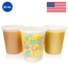 32 oz Bpa-Free Round Plastic Food Storage Containers with Lids - Heavy Duty