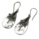 Shell & Silver Earrings - Dragonflies - Brand New