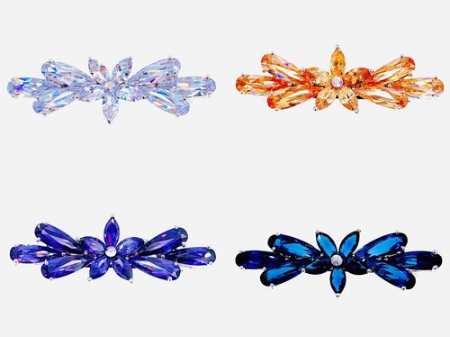 BLUMENSPANGE Haarspange Haarnadel aus Swarovski Kristall dunkelblau M31 - Bild 4 von 4