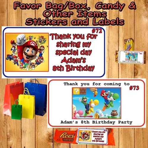 Super Smash Mario Brothers Birthday Stickers 1 Sheet Round Favor Labels Persz - Picture 9 of 12