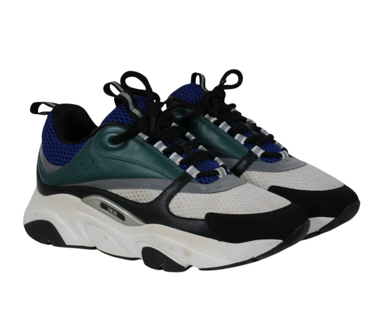 Baskets Dior homme B22 taille US 10 IT 43 blanc vert bleu logo épais baskets