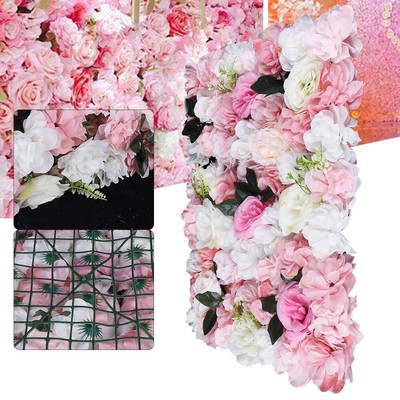 12 Pcs Artificial Flower Wall Panel Rose Dahlia Leaves Wedding Backdrop Stage US