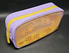 Clinique Makeup Bag Purple Yellow Orange Floral Daisies Flower Power 8x4x2in