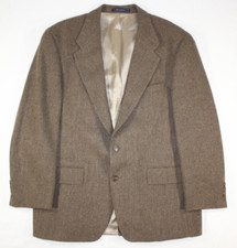 Vintage Chaps Ralph Lauren Blazer Men's 42 R Wool Tweed Jacket Herringbone Brown