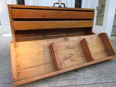 LARGE Antique Primitive wood carpenters tool box DRAWERS Ohio